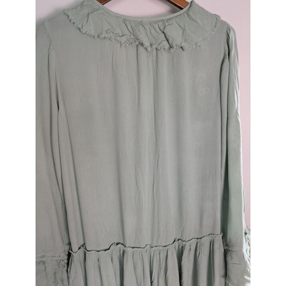 Free People Sweet Darlin Maxi Dress Sage Minted Jade Green Boho Ruffle Oversized - Picture 10 of 10